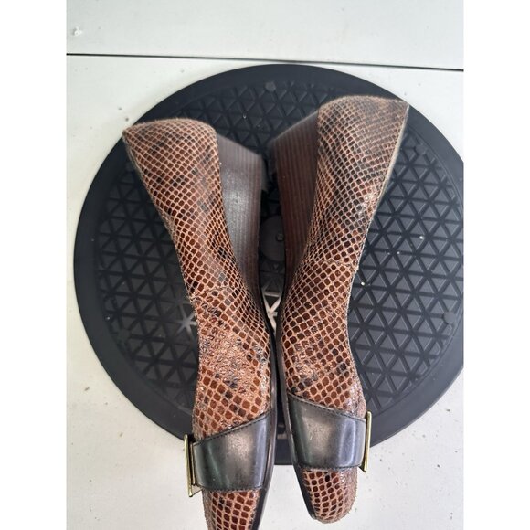 MK Michael Kors Wooden Wedge Python Heel Sz 7 M - Picture 11 of 13